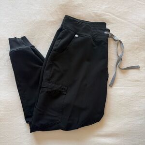 FIGS Black Jogger Scrub Pants with Drawstring
